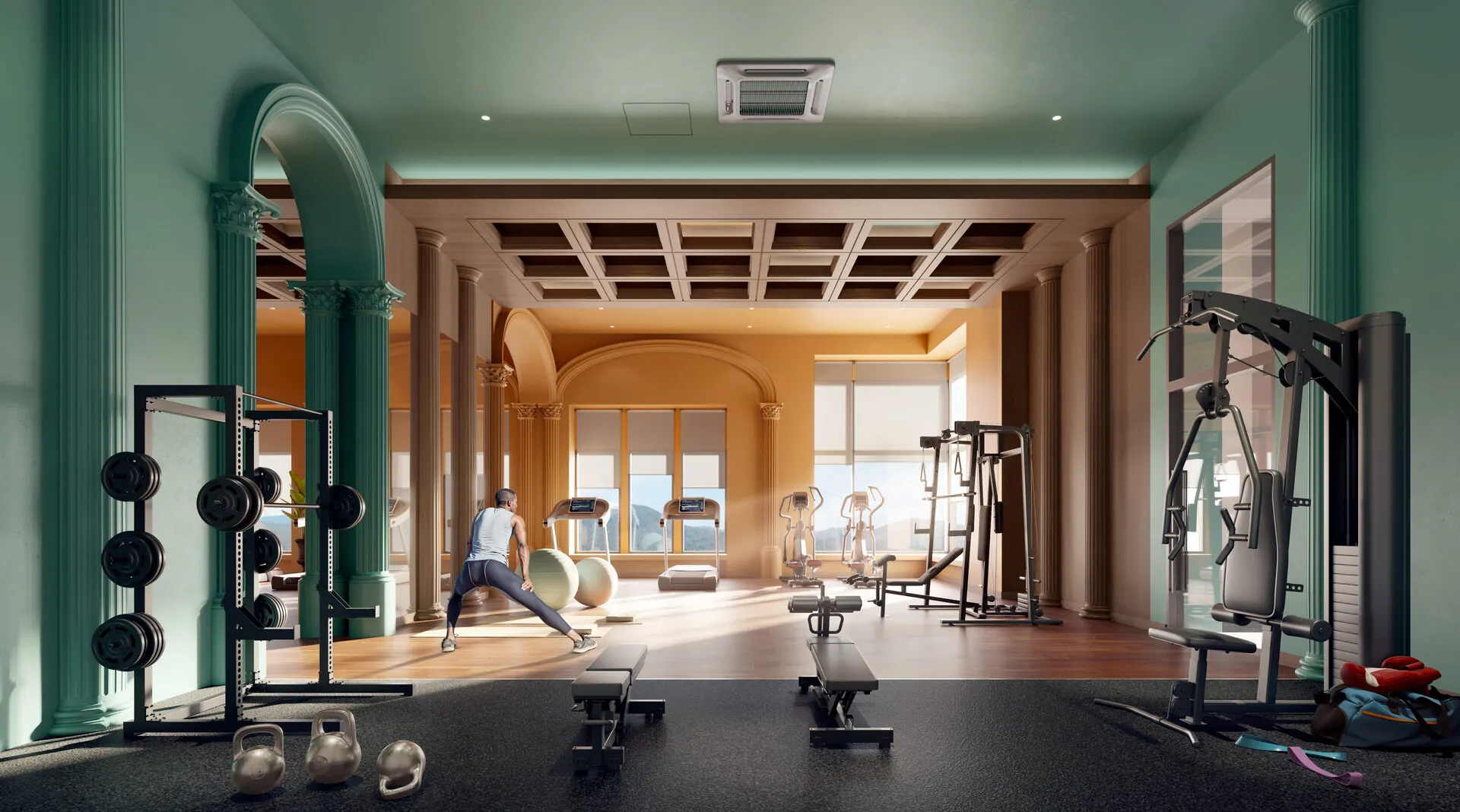 Fully equipped Fitness Loft gymnasium at The Aldenz by EXSIM